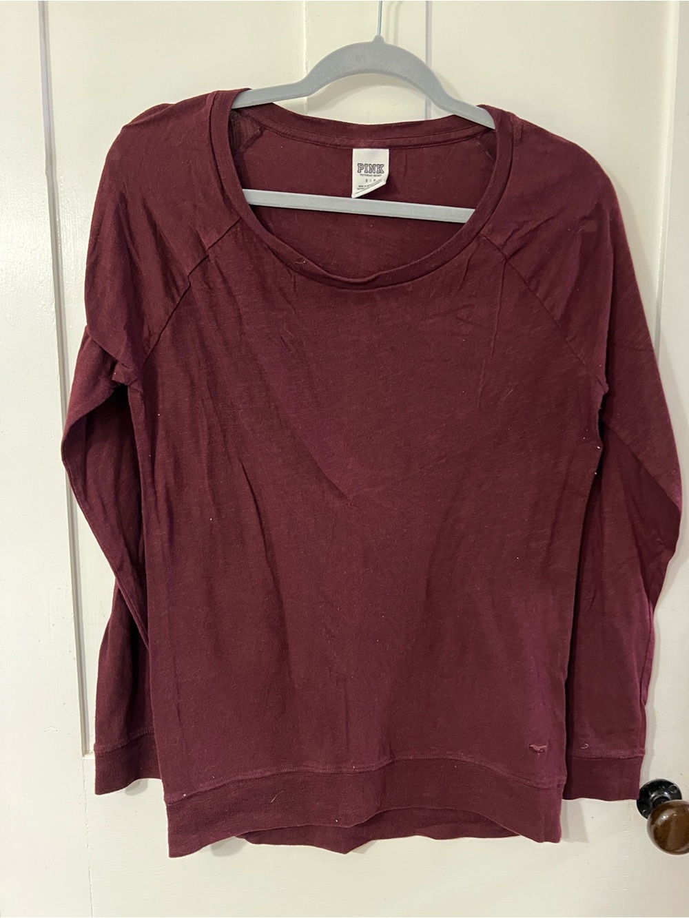 PINK Victoria's Secret Wine Raglan Long-Sleeve Top